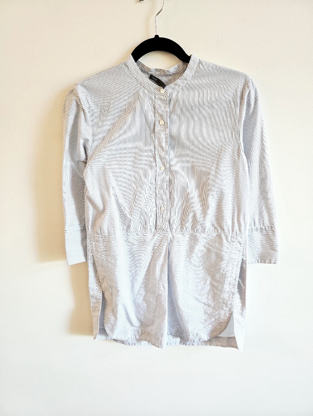 VINCE I XXS (fits XS) Tunic Button Down Shirt I white blue striped